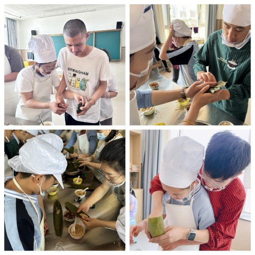 班级学生在练习包粽子.jpg 班级学生在练习包粽子.jpg